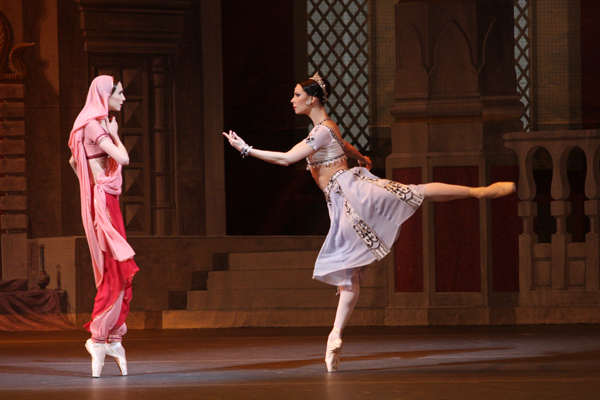 Svetlana Zakharova as Nikia. Maria Alexandrova as Gamzatti. Photo by Elena Fetisova.