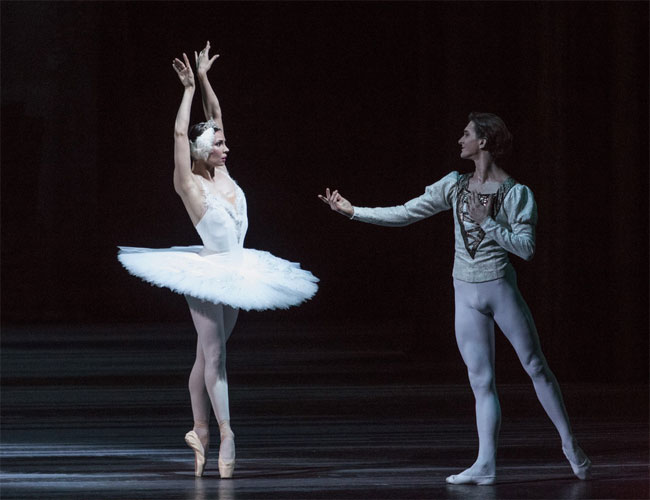 aria Alexandrova as Odette. Vladislav Lantratov as Prince Siegfried.<br/>Photo by Elena Fetisova.