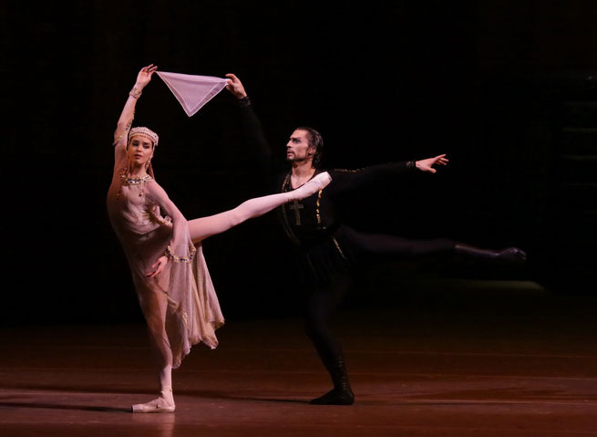 Maria Vinogradova as Anastasia. Ivan Vasiliev as Ivan IV. Photo by Damir Yusupov.