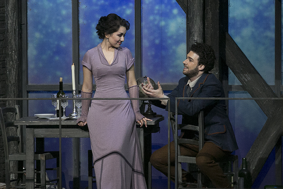 Maria Mudryak as Mimi. Davide Giusti as Rodolfo. <br/>Photo by Damir Yusupov.