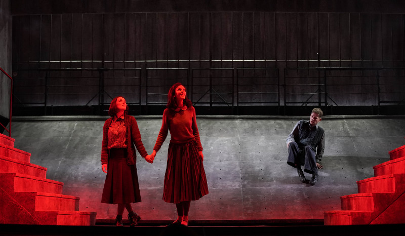 Irina Khruleva as Sophie Scholl,  Alexandra Nanoshkina as Anne Frank,  Vasily Gafner as Hans Scholl.  <br>Photo by Pavel Rychkov.