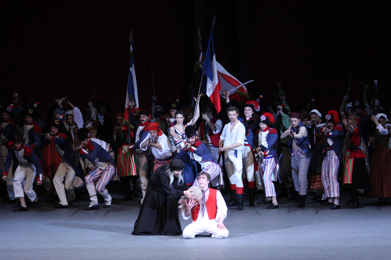 The final scene. Yuliana Malkhasyants as Jarcasse. Denis Savin as Jerome.<br/>Photo by Elena Fetisova.