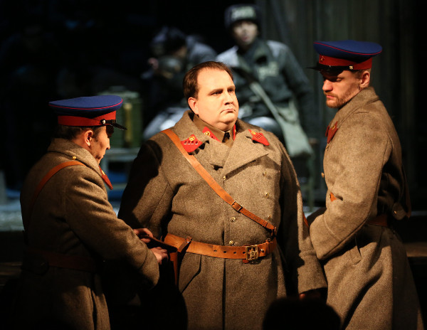 A scene from the performance. As the CO in One Day in the Life of Ivan Denisovich. Photo by Vladimir Mayorov.