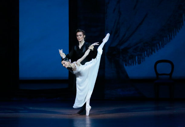 As Tatiana in Onegin. Denis Rodkin as Onegin. Photo by Damir Yusupov.