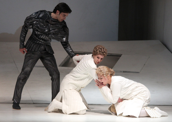 As Sesto in La clemenza di Tito. Azamat Tsaliti as Publio, Anna Bauman as Vitellia. Photo by Vladimir Mayorov.