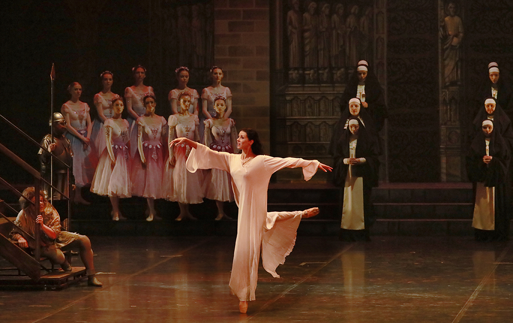 A scene from the performance. <br/>Irina Perren as Esmeralda.<br/>Photo by Marina Mikhailova.