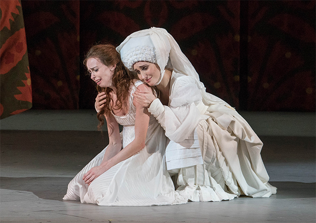 As Juliet’s Nurse in Romeo and Julliet. Ekaterina Krysanova as Julliet. Photo by Pavel Rychkov.