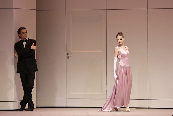 As Princess Sorokina in Anna Karenina. Denis Rodkin as Vronsky. Photo by Damir Yusupov.