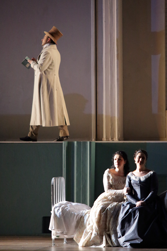 Stanislav Kuflyuk as Prince Yeletsky. <br/> Evelina Dobračeva as Liza. <br/> Agunda Kulaeva as Polina. <br/> Photo by Damir Yusupov.