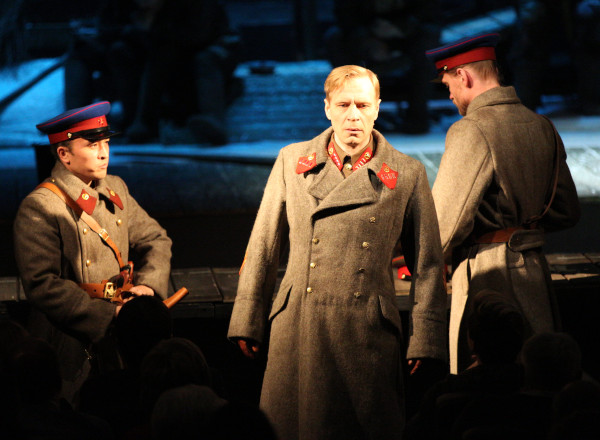 A scene from the performance. As the CO in One Day in the Life of Ivan Denisovich. Photo by Vladimir Mayorov.