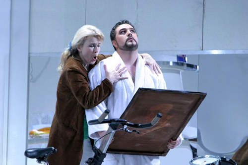 As Eric in Der Fliegende Hollaender.Anna-Katharina Behnke as Senta.Photo by Damir Yusupov.