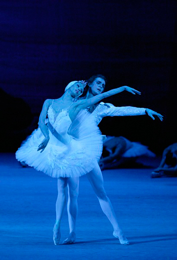 As Odette in Swan Lake. Alexander Volchkov as Prince Siegfried.Photo by Damir Yusupov.