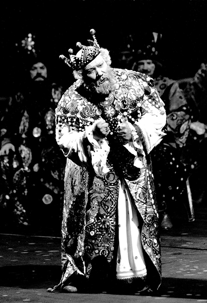 As Tsar Dodon in The Golden Cockerel. Photo by M. Merobov (from the theatre’s museum).