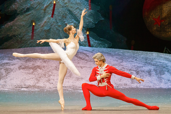 As Nutcracker-Prince in Nutcracker. Anna Tikhomirova as Marie. Photo by Damir Yusupov.