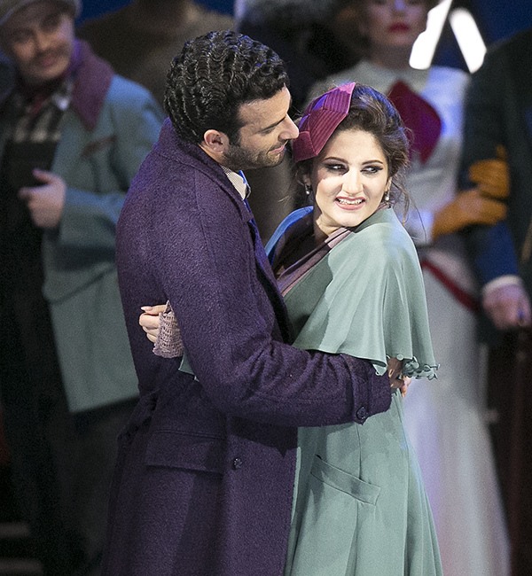 As Mimi in La Boheme (Vesperini’s production). Rame Lahaj as Rodolfo. Photo by Damir Yusupov.