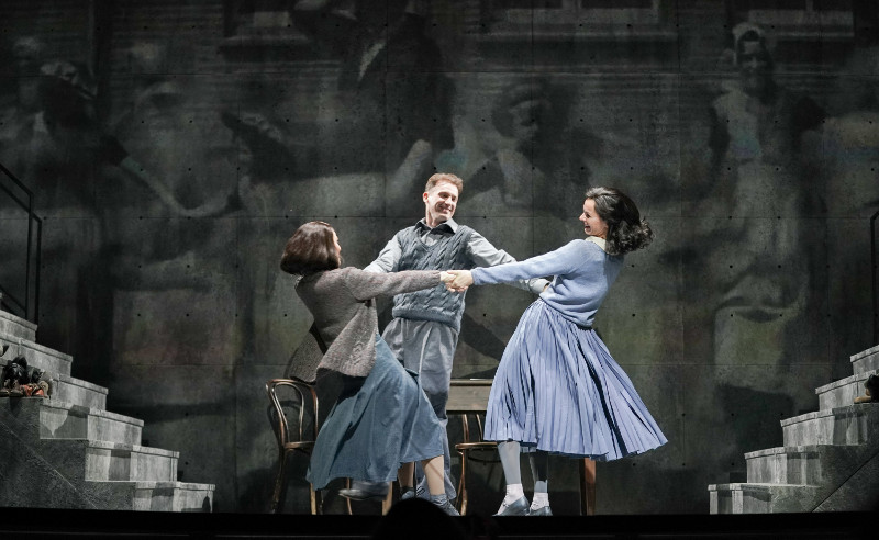 Irina Khruleva as Sophie Scholl, Alexandra Nanoshkina as Anne Frank, Vasily Gafner as Hans Scholl. <br> Photo by Pavel Rychkov.