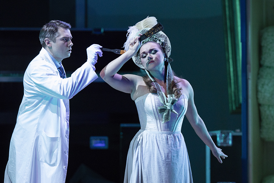 Alexander Borodin as Don Prudenzio. <br/>Svetlana Moskalenko as Contessa di Folleville. <br/>Photo by Damir Yusupov.