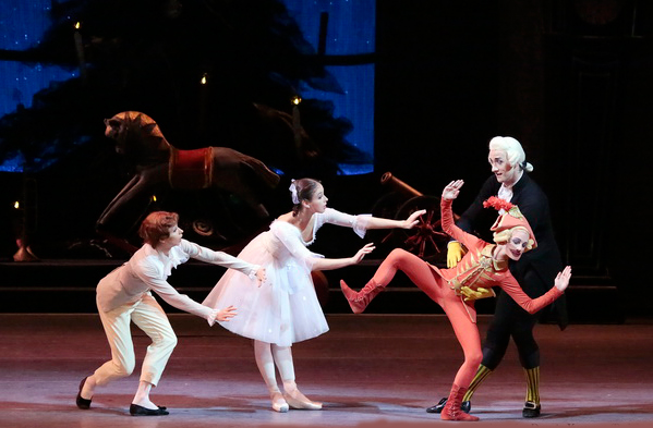 Daria Khokhlova as Marie. Anastasia Shilova as Fritz.<br/> Vitaly Biktimirov as Drosselmeyer.<br/> Photo by Damir Yusupov.