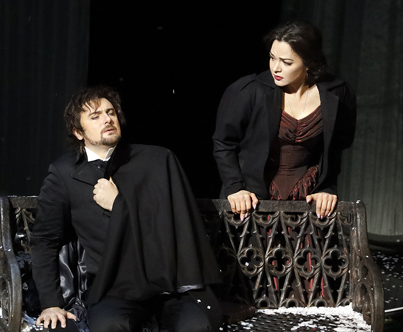 As Tatyana in Eugene Onegin. Igor Golovatenko as Onegin. Photo by Damir Yusupov.