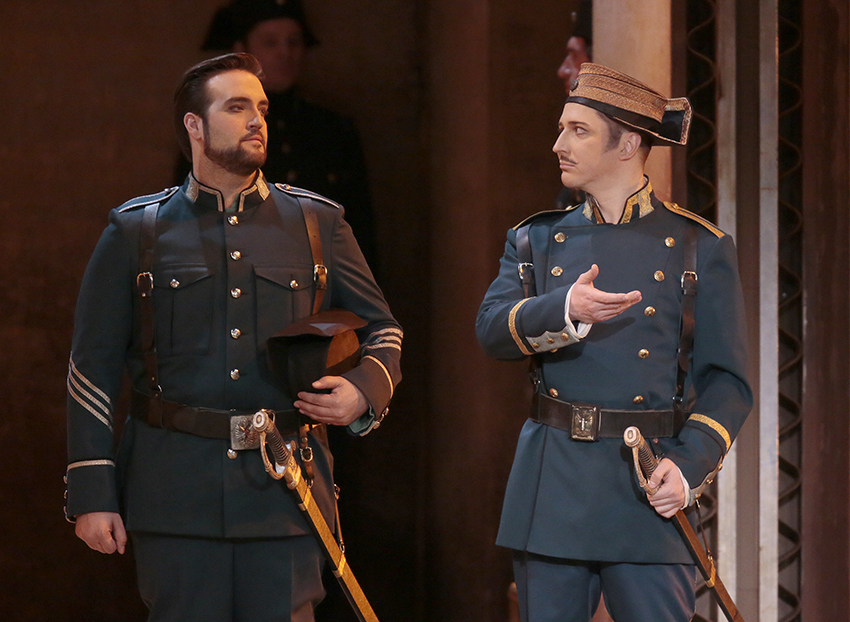 Brian Jagde as Don Jose. <br/> Pyotr Migunov as Zuniga. <br/>Photo by Damir Yusupov. 