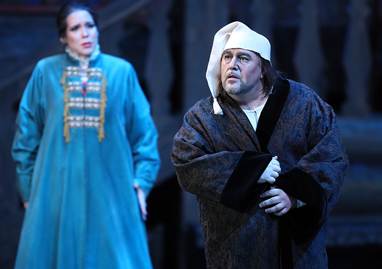 As Bomelius in The Tsar’s Bride. Elena Manistina as Lyubasha. Photo by Damir Yusupov.