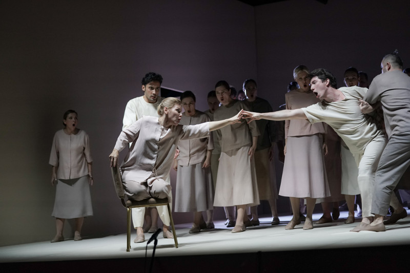 Azamat Tsaliti as Zurga, Tatiana Fedotova as Leïla, Yaroslav Abaimov as Nadir. <br>Photo by Pavel Rychkov.