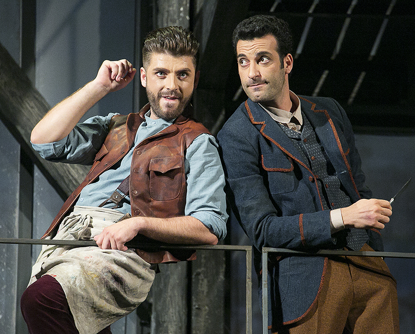 As Marcello in La bohème.  (J.-R. Vesperini’s production). Rame Lahaj as Rodolfo. Photo by Damir Yusupov.