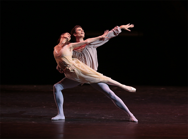 As Romeo in Romeo and Juliet. Nina Kaptsona as Juliet. Photo by Damir Yusupov.