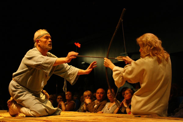 Yaroslav Radivonik as Human Nature, Tatiana Fedotova  as Fury. <br> Photo: archive of the Boris Pokrovsky Musical Theatre. 