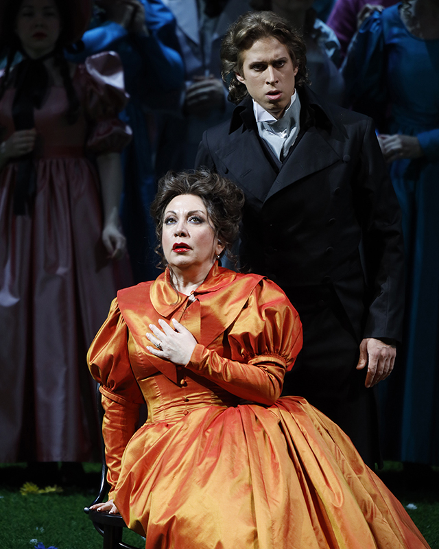 As Madame Larina in Eugene Onegin. Ilya Selivanov as Lensky. Photo by Damir Yusupov.