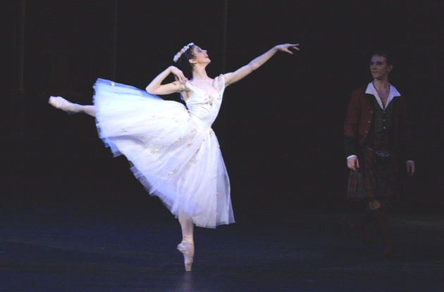 Natalia Osipova as Sylph. Vyacheslav Lopatin as James. Photo (the first night) by Elena Fetisova.