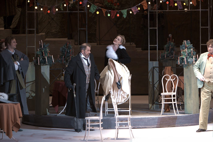 As Musetta in La Boheme.Alexander Korotky as Alcindoro.Photo by Damir Yusupov.