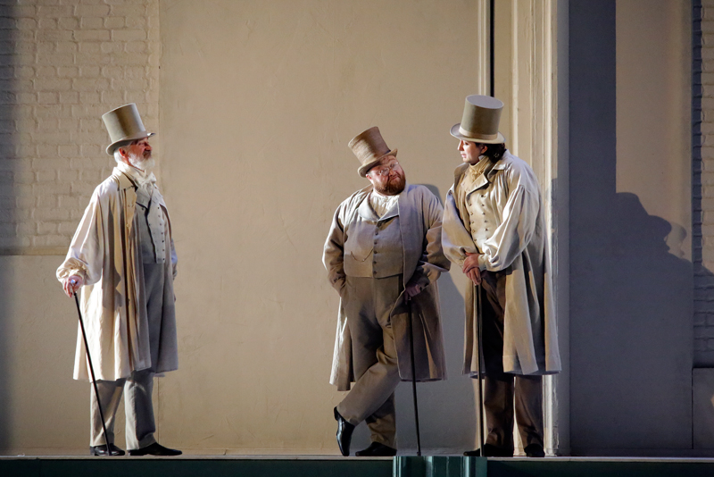 Vyacheslav Pochapsky as Surin. <br/> Maxim Paster as Chekalinsky. <br/> Alexander Kasyanov as Count Tomsky. <br/> Photo by Damir Yusupov.