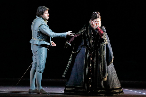 Andrea Caré as Don Carlo.<br/>Veronika Dzhioeva as Elisabeth of Valois.<br/>Photo by Damir Yusupov.