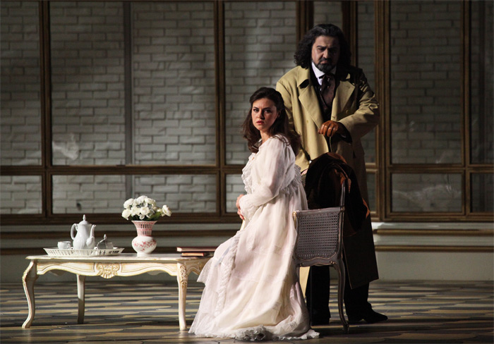 As Giorgio Germont in La Traviata. Venera Gimadieva as Violetta Valéry.Photo by Damir Yusupov.