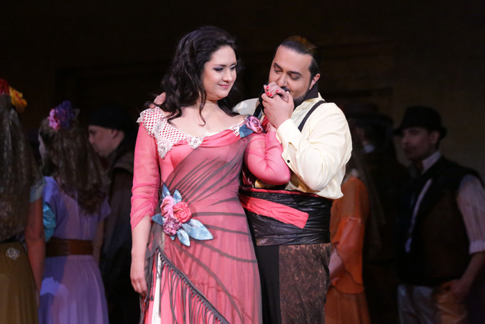 As Escamillo in Carmen. Agunda Kulaeva as Carmen.Photo by Damir Yusupov.