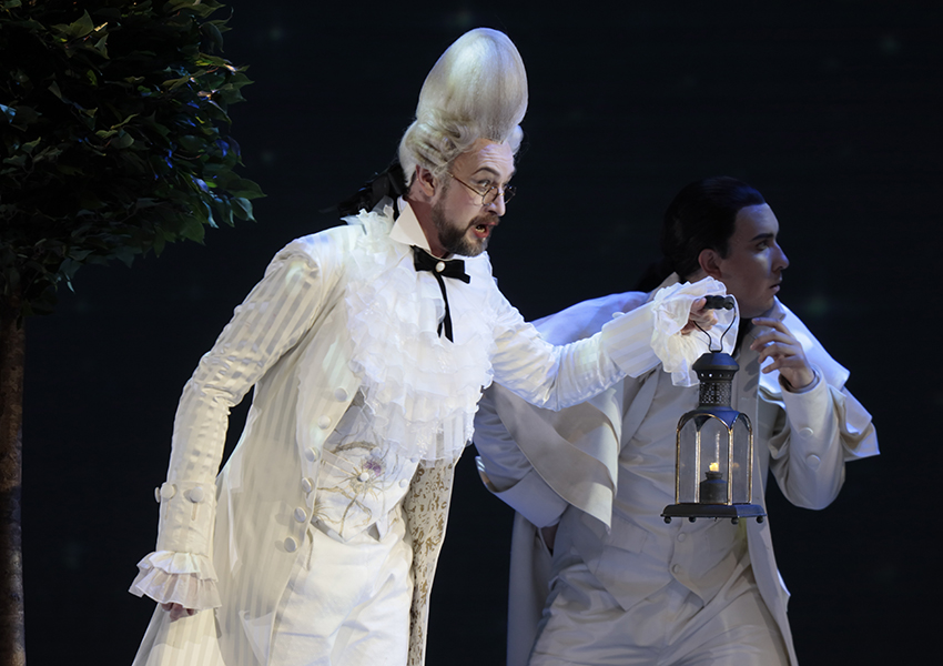 As Bartolo in Il Barbiere di Siviglia. Ruzil Gatin as Count Almaviva.Photo by Damir Yusupov.