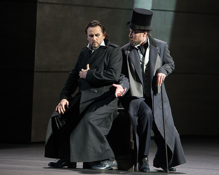 As Herman in The Queen of Spades.  (Rimas Tuminas production). Nikolai Kazansky as Count Tomsky.Photo by Pavel Rychkov.