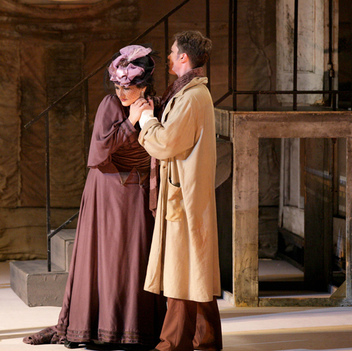 As Musetta in La Boheme. Dmitry Vargin as Marcello. Photo by Damir Yusupov.