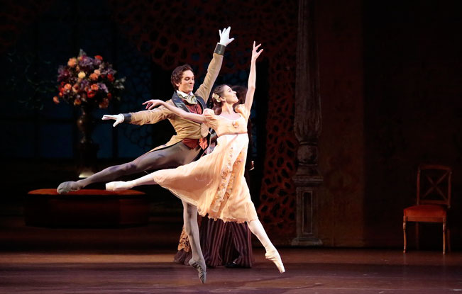 Artemy Belyakov as Lensky.<br/>Maria Vinogradova as Olga.<br/>Photo by Damir Yusupov.