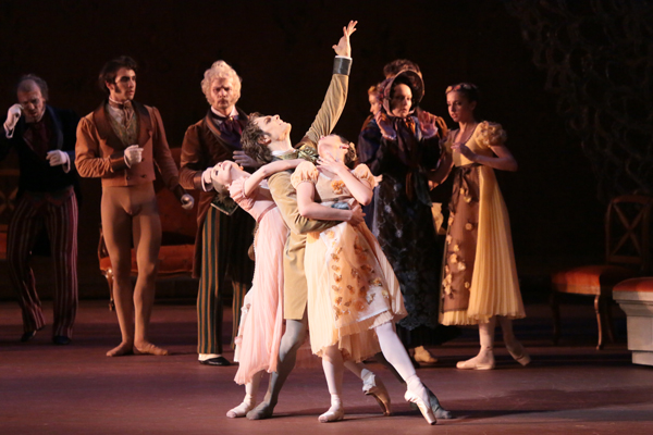 Evgenia Obraztsova as Tatiana.<br/>Ivan Alexeyev as Lensky.<br/>Daria Khokhlova as Olga.<br/>Photo by Damir Yusupov.