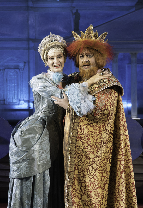 Olga Seliverstova as Tsaritsa Militrisa. <br/> Denis Makarov as Tsar Saltan. <br/> Photo by Damir Yusupov.