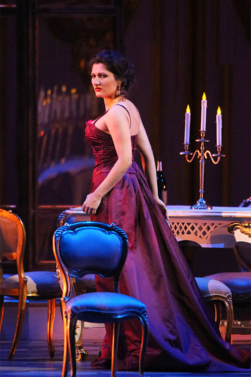 As Violetta in La Traviata. Photo by Damir Yusupov.