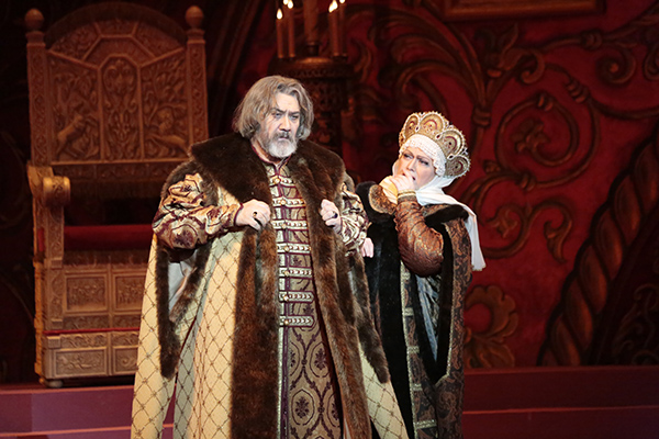 As Sobakin in The Tsar`s Bride.  Irina Udalova as Saburova. Photo by Damir Yusupov.