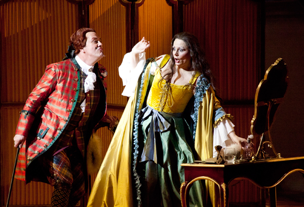 Stephen Richardson as Baron Ochs von Lerchenau, Melanie Diener as Marschallin. Photo by Damir Yusupov.