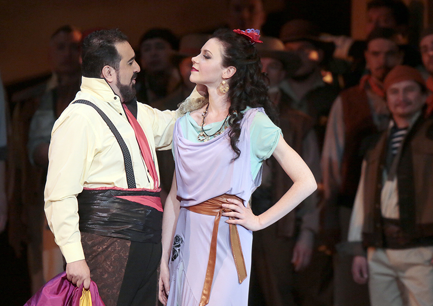 As Frasquita in Carmen. Elchin Azizov as Escamillo.Photo by Damir Yusupov.