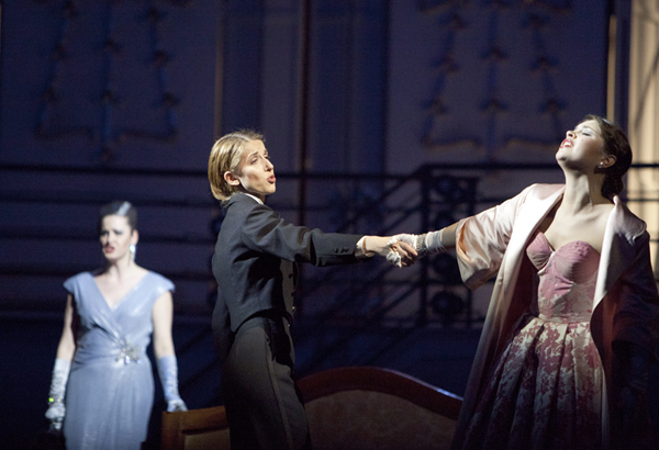 Ekaterina Godovanets as Marschallin, Alexandra Kadurina as Octavian, Alina Yarovaya as Sophie. Photo by Damir Yusupov.