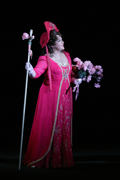 In the title role in Tosca. Photo by Damir Yusupov.