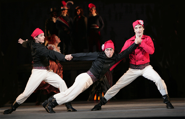 Marseillaise dance.<br />Andrei Bolotin, Morikhiro Ivata, Ruslan Pronin.<br />Photo by Damir Yusupov.