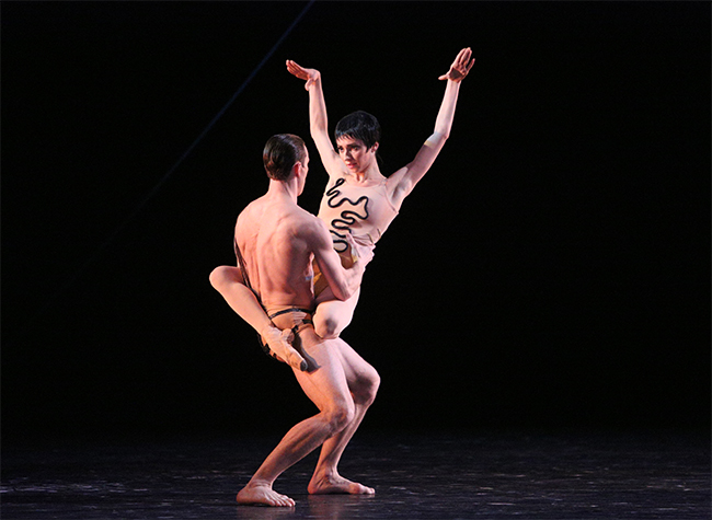 Daria Bochkova as Novice. Alexander Vodopetov as The Second Intruder.<br/>Photo by Elena Fetisova.